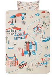LE DEPART コンフォーターケースシングル Wガーゼ in the gallery パネルプリント 草原/海の風景/街 150×210cm