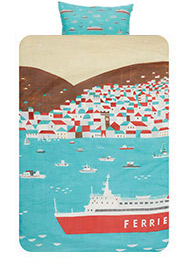 LE DEPART コンフォーターケースシングル Wガーゼ in the gallery パネルプリント 草原/海の風景/街 150×210cm