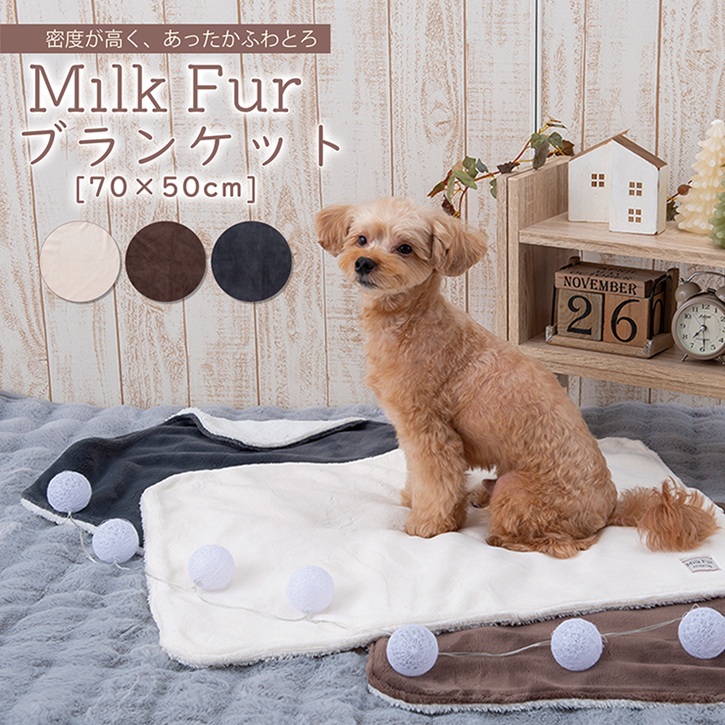 �y���[���֑Ή��zMilk Fur �y�b�g�p �u�����P�b�g 70�~50cm